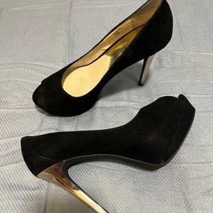 Michael Kors, black with gold heel, 7.5M